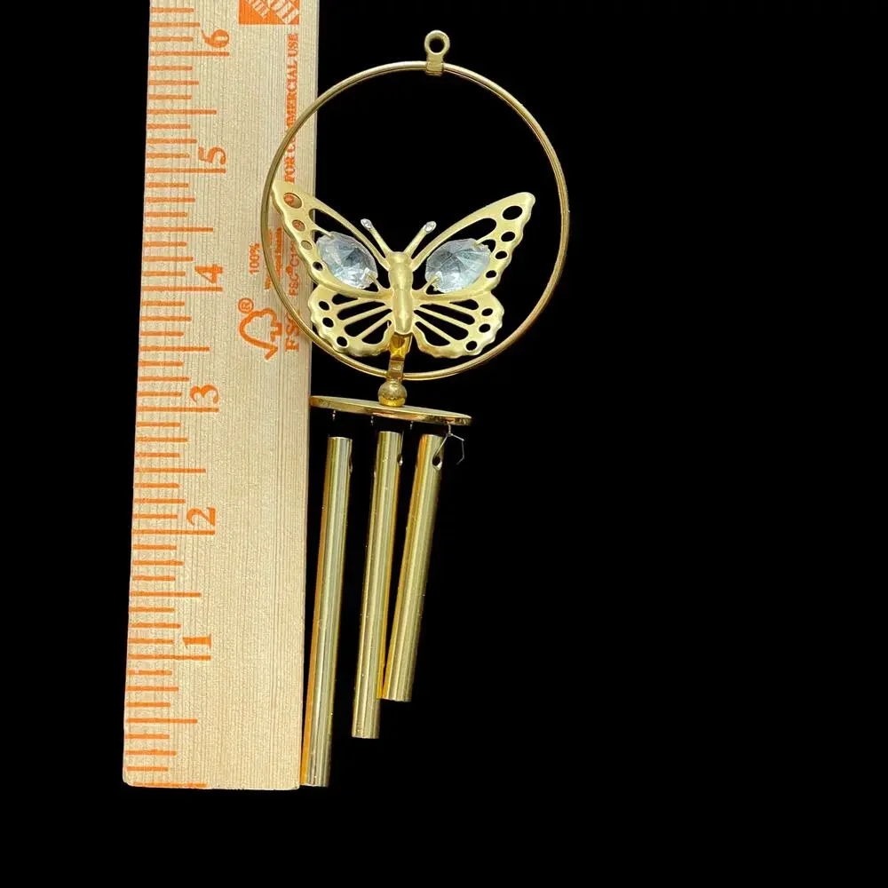 Butterfly Wind Chime Ornament Swarovski Crystal 24k Gold Plated? READ